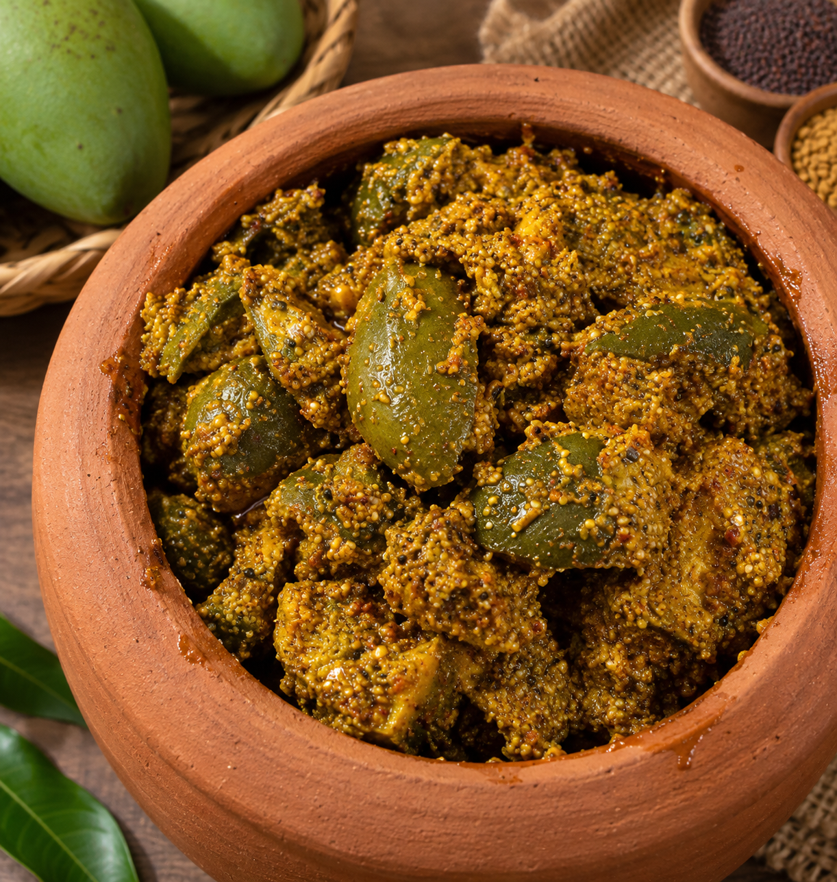 Traditional Earthen Pot Raw Mango Pickle (Loncha)