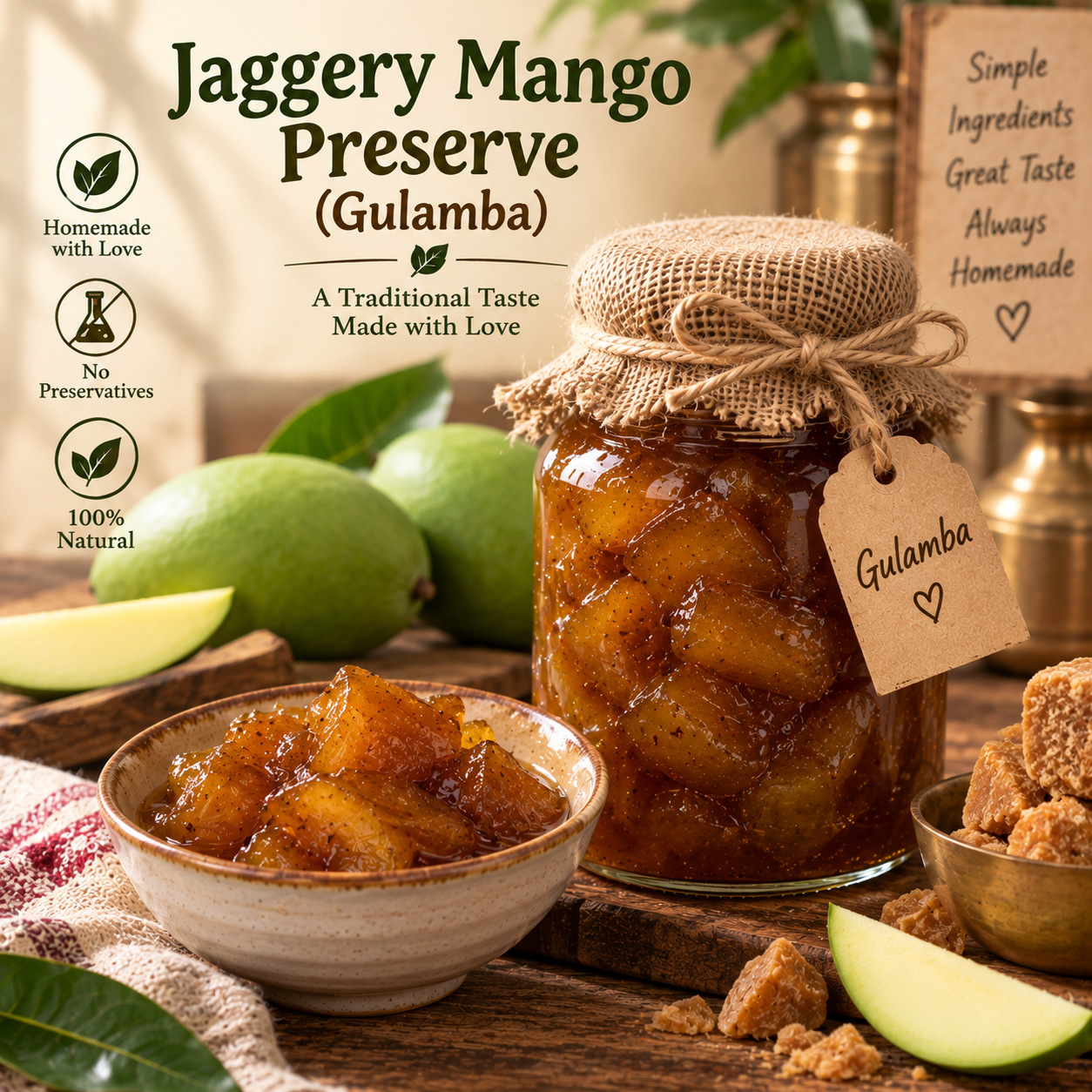 Traditional Jaggery Mango Preserve (Gulamba)